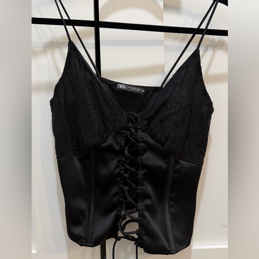 Zara satin and lace corset top